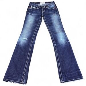 Vintage Big Star Liv Bootcut Jeans Womens 27 XL Blue Stretch Distressed Western